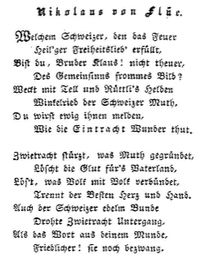 Wessenberg: Gedicht über Nikolaus von Flüe